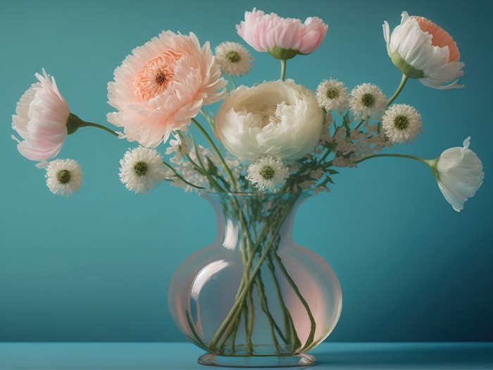 Optez pour des fleurs à large tête pour un vase rond.