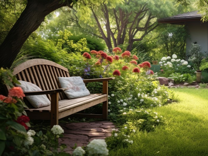 Un banc en bois.